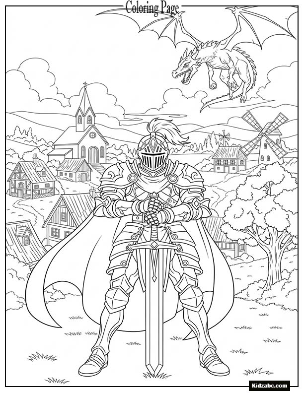 Anime knight protecting his village