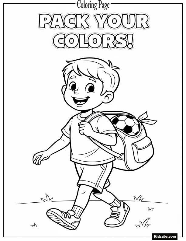 Boy carrying sports bag with ball inside