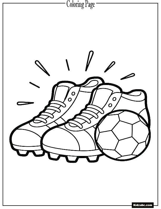 Cartoon football boots next to a ball