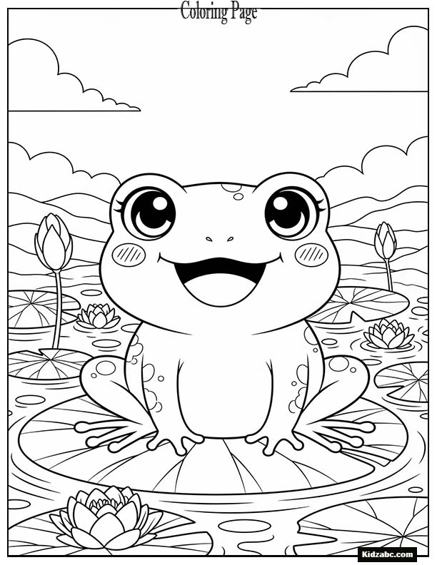 Cute anime frog character smiling