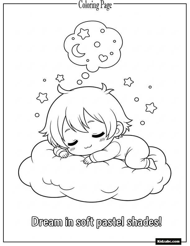 Cute chibi anime character sleeping peacefully