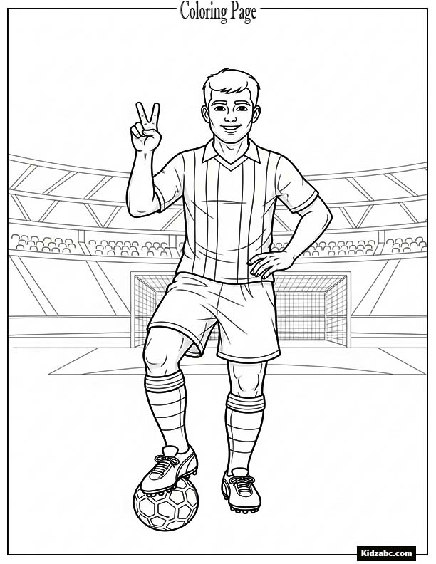 Footballer giving a peace sign