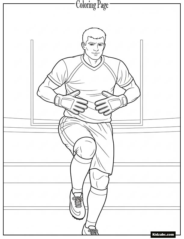 Footballer wearing gloves posing