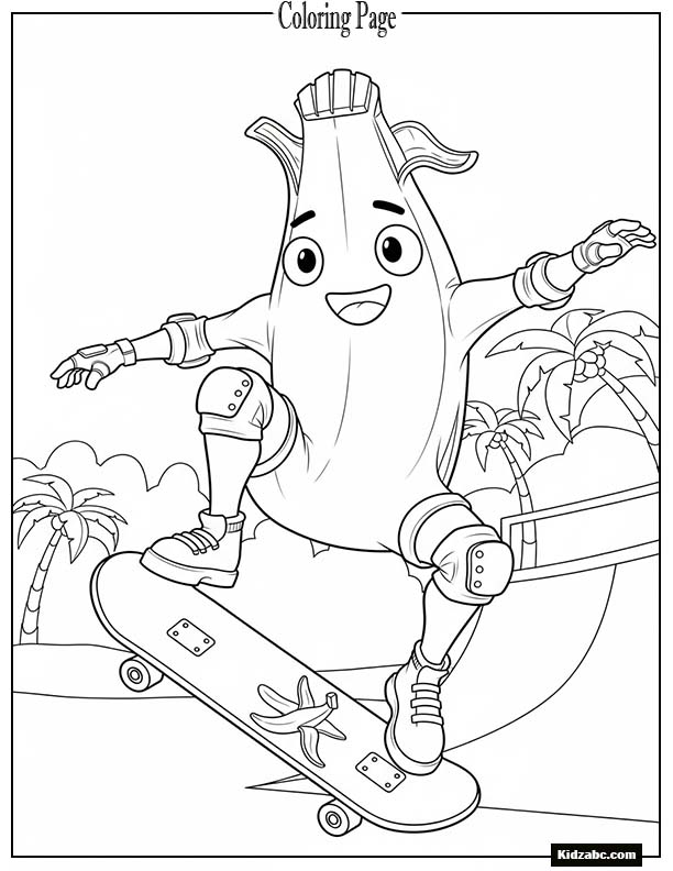 Fortnite Peely skateboarding