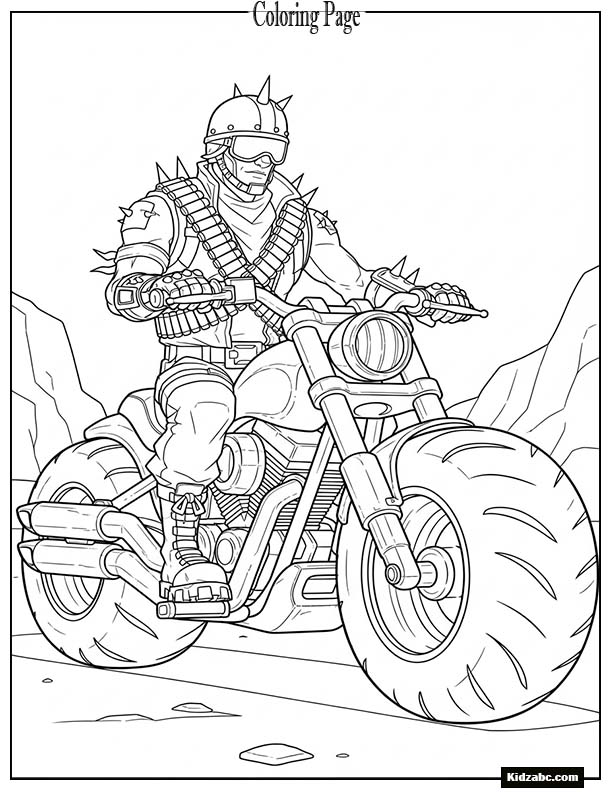 Fortnite biker sitting on motorbike