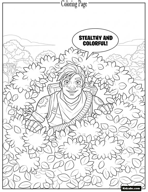 Fortnite character hiding in a bush