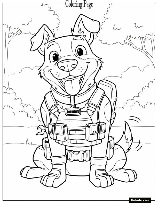 Fortnite dog skin sitting happily