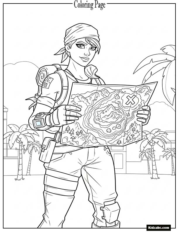 Fortnite female explorer holding a map