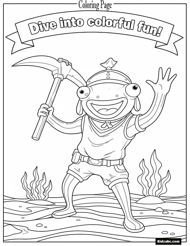 Fortnite fish character waving with a big smile