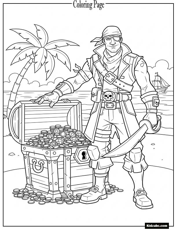 Fortnite pirate with a treasure chest