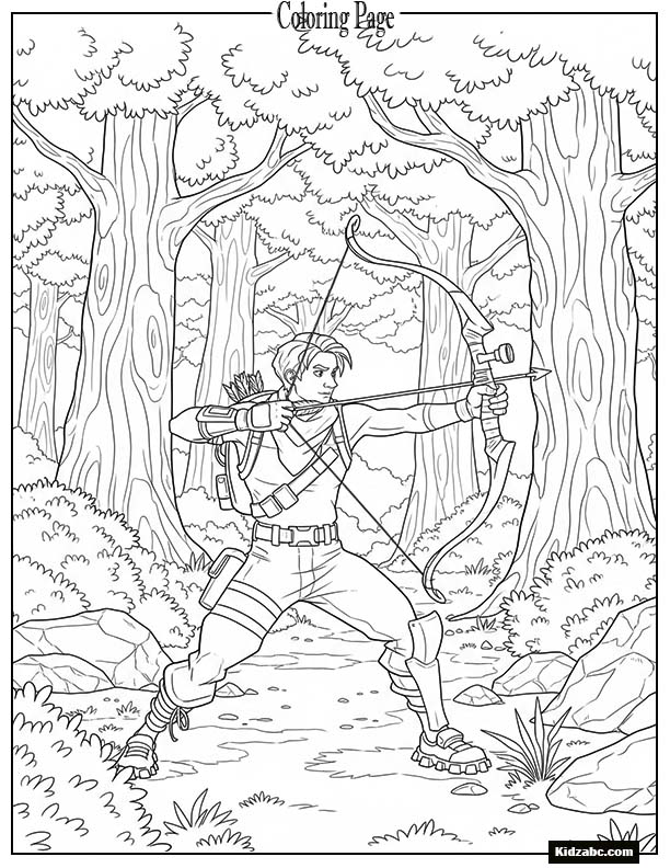 Fortnite player aiming with a bow in forest