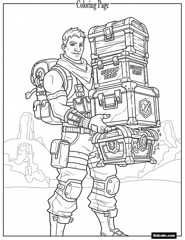 Fortnite player carrying loot boxes