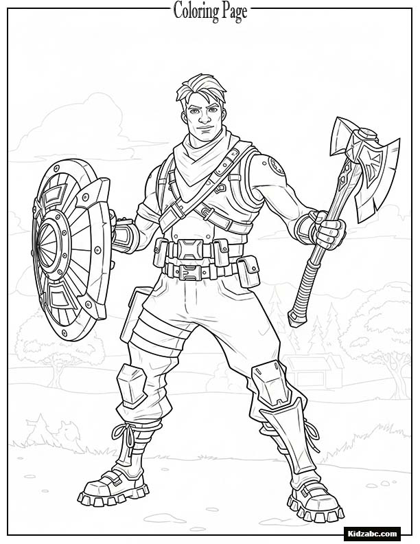 Fortnite player holding a shield and axe
