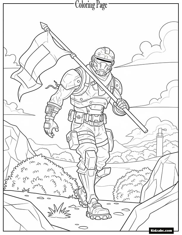 Fortnite soldier carrying a flag