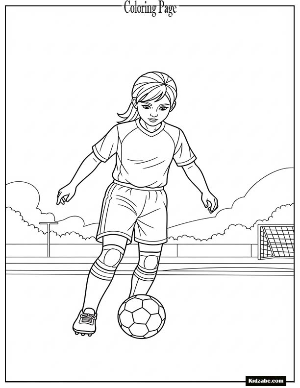 Girl footballer keeping ball close to feet