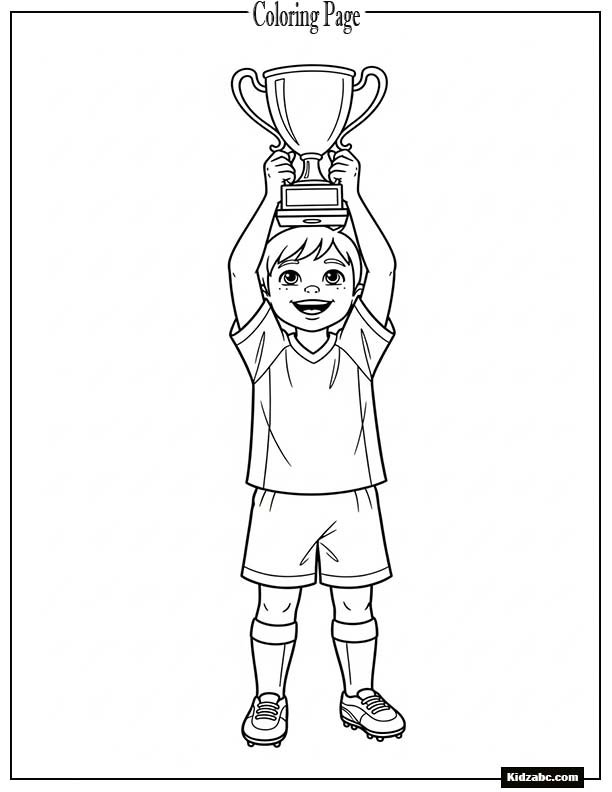 Kid footballer holding a trophy