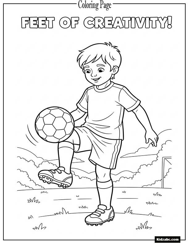 Kid juggling football with feet