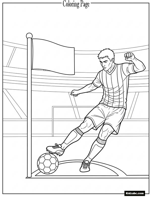 Player doing a corner kick; plain flag