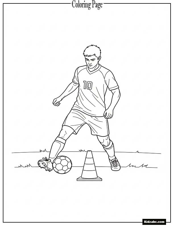 Player dribbling around a single obstacle