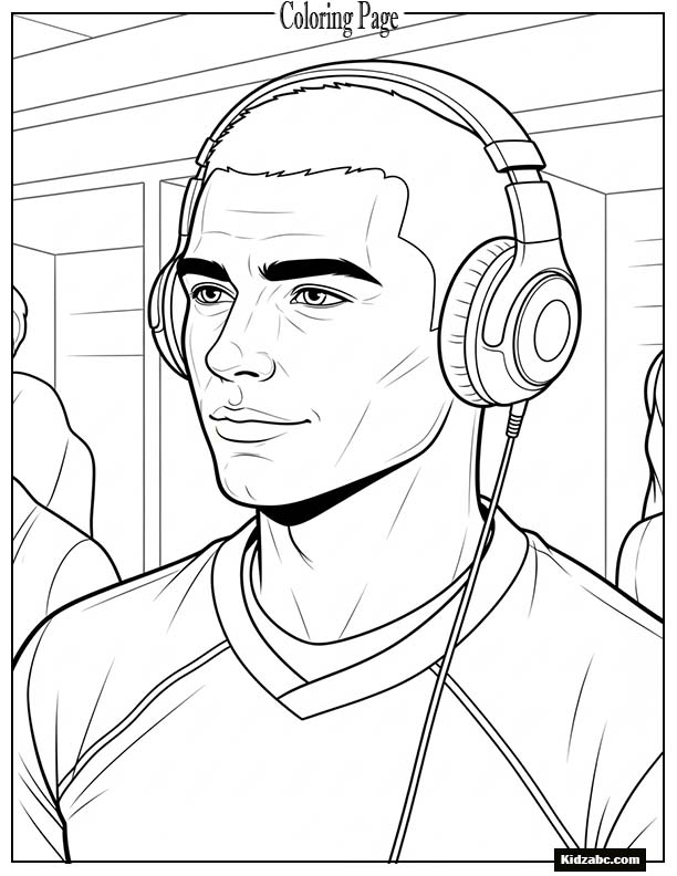 Player wearing headphones before match